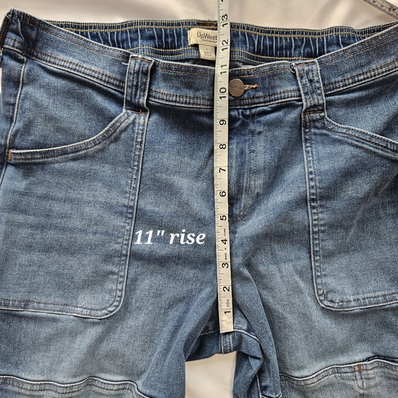 Upwest Womens L High Waisted All Day Utility Jeans Pants Med Wash - Picture 6 of 14